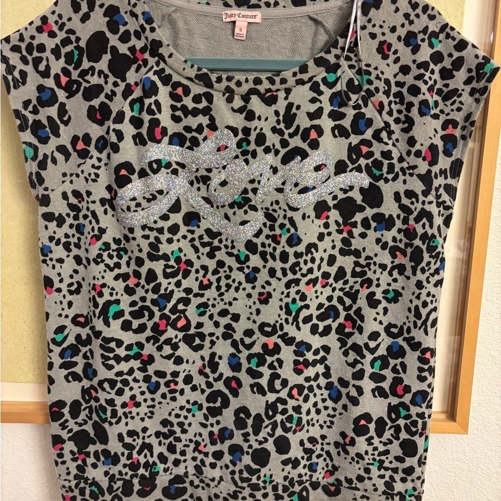 Juicy Couture y2k Leopard Print muscle Top with Love Graphic size small